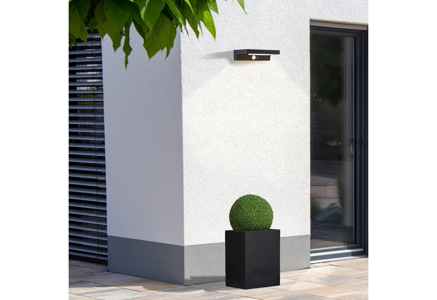Brilliant LED Außen-Wandleuchte Barker Schwarz Solar Bewegungsmelder