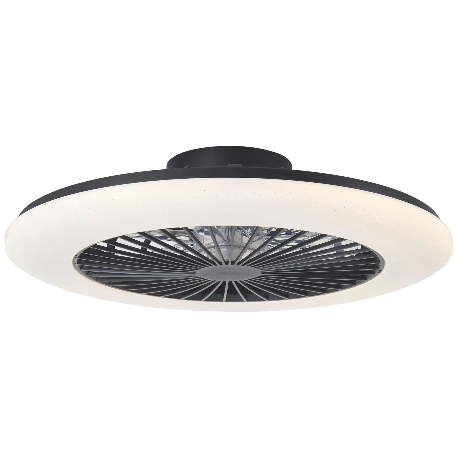 BRILLIANT LED Deckenleuchte Salerno Schwarz 58 cm mit Ventilator 6800 lm dimmbar RGB CCT