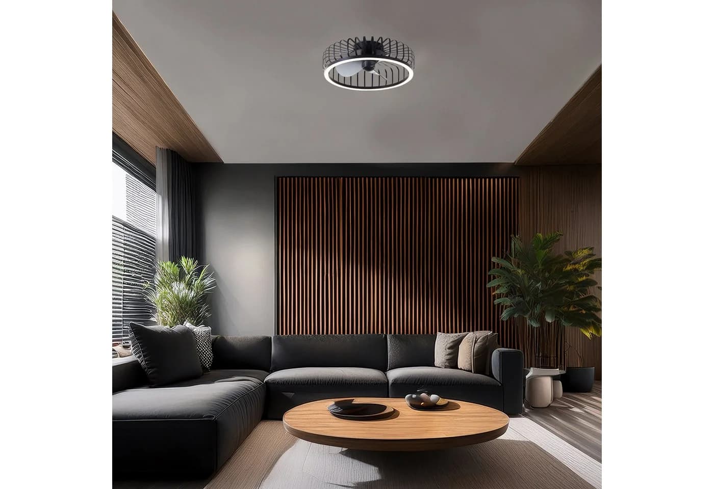 BRILLIANT LED Deckenleuchte Capo Schwarz 48 cm