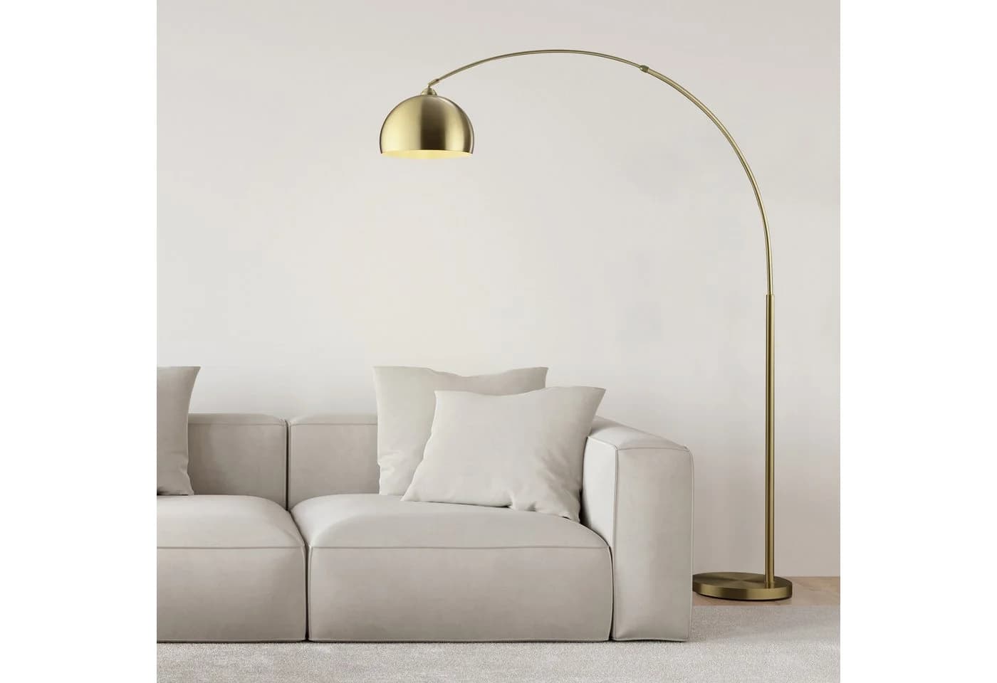 BRILLIANT Bogenlampe Manor gebürstet Messing E27