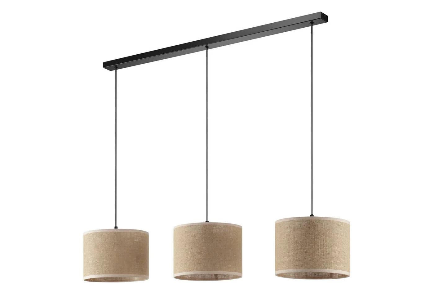 OTTO HOME Pendelleuchte Mikka 3-flammig Beige/Natur Schwarz Textil