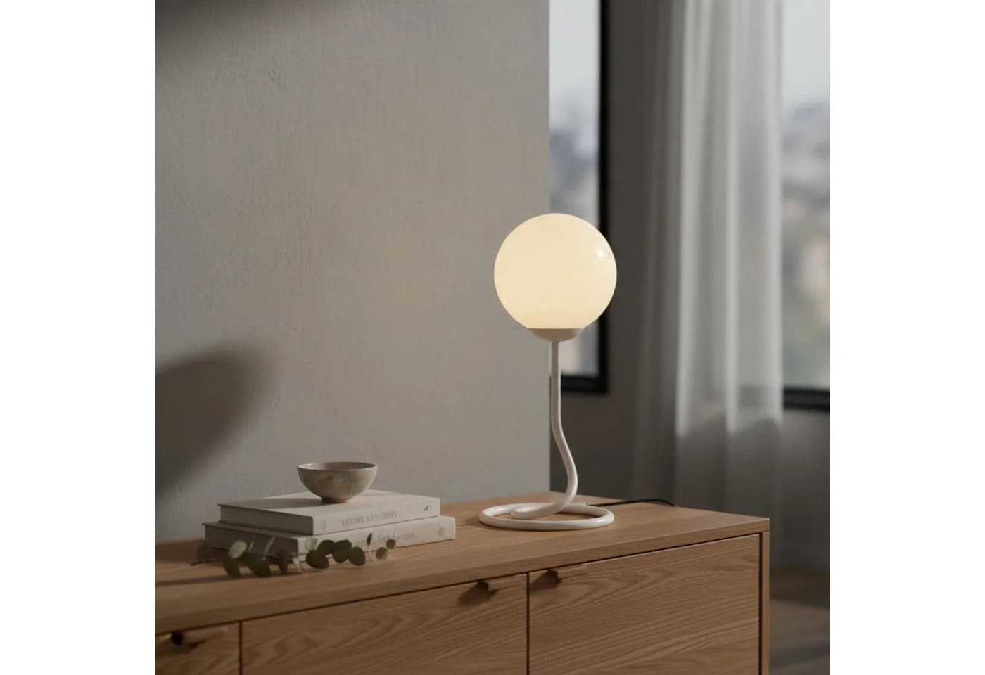 OTTO home Tischleuchte Orrell, Ø 12 cm, Metallfuß mit weißem Glasschirm - Bild 2