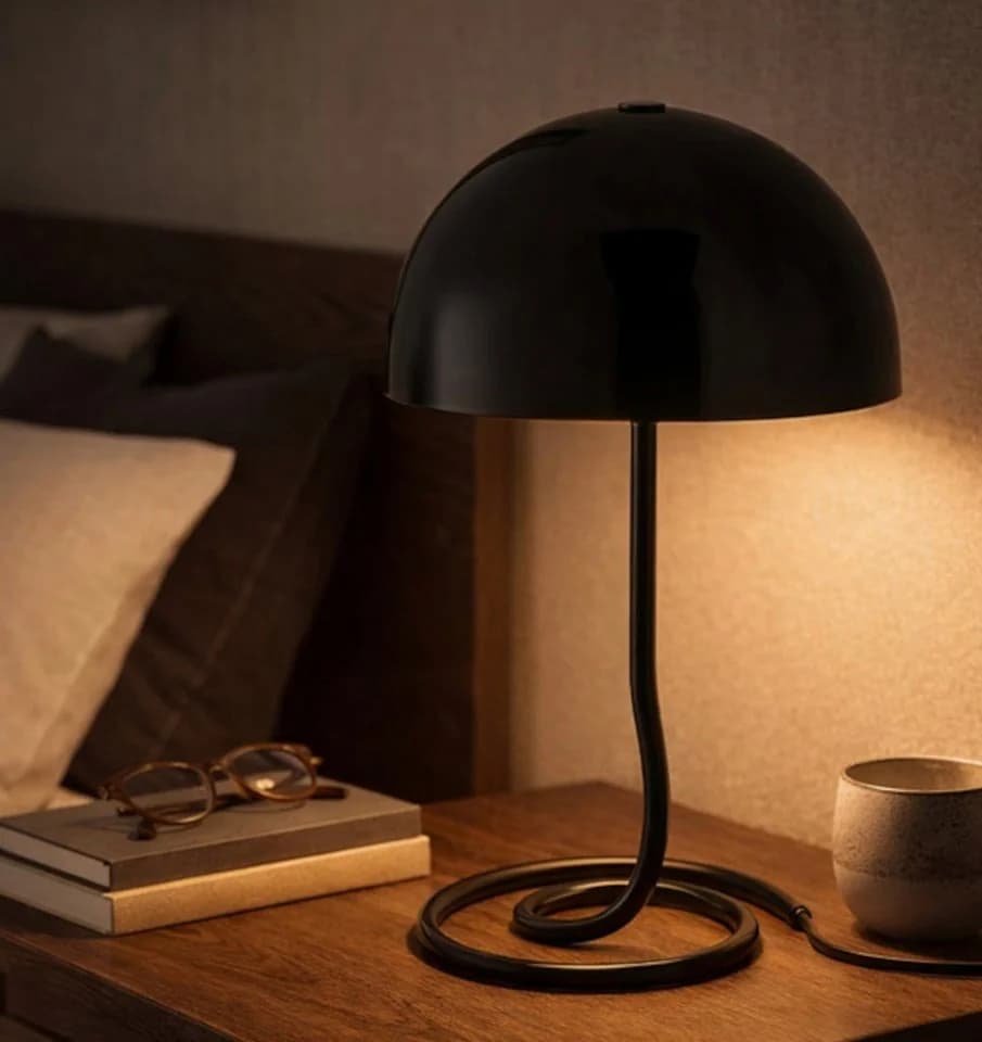 OTTO home Charlett Pilz Lampe Tischleuchte Metall Spiralfuß G9
