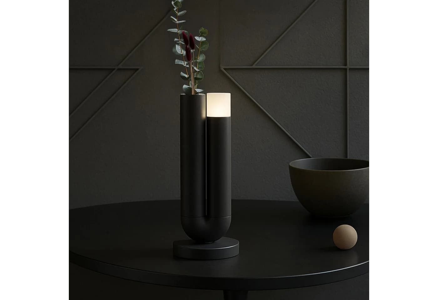 OTTO HOME LED Tischleuchte Lynett Schwarz mit Vase - Bild 2