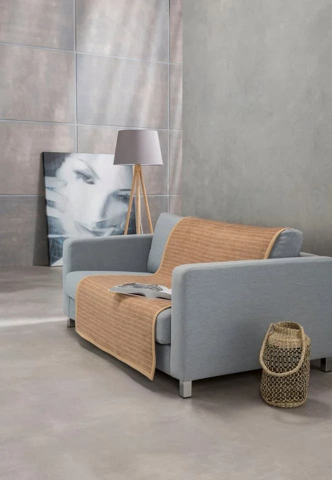 Ibena Sofaschoner Fano Braun Camel Gestreift - Bild 2