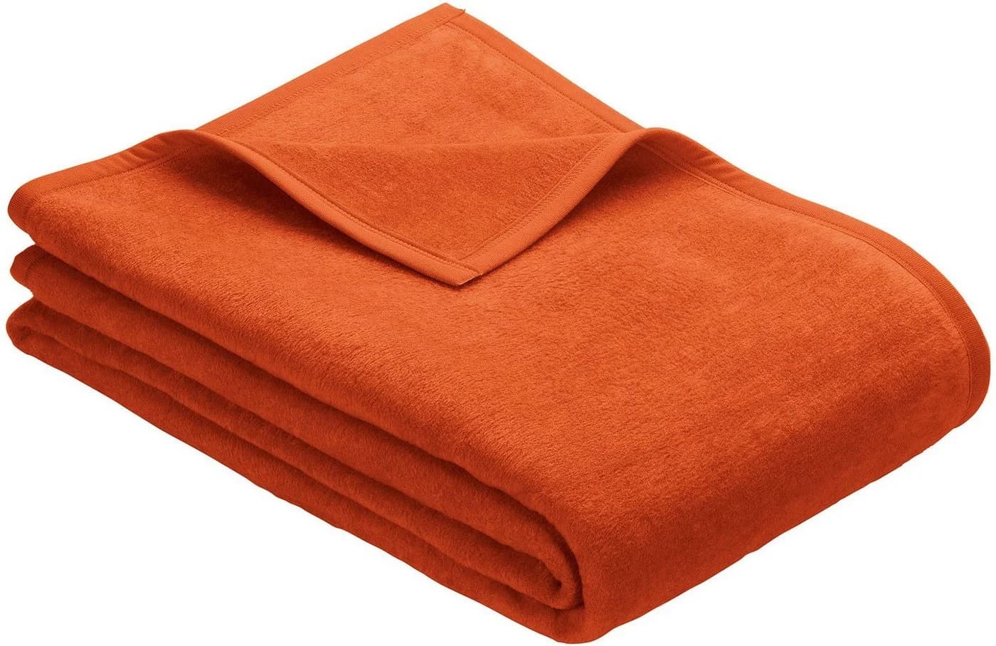 IBENA Luxus Wohndecke Orange Uni 100x150cm Baumwolle Polyacryl - Bild 2