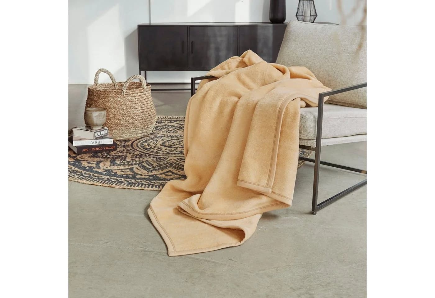 IBENA Wohndecke Luxus camel 100x150cm Baumwolle Polyacryl Polyester