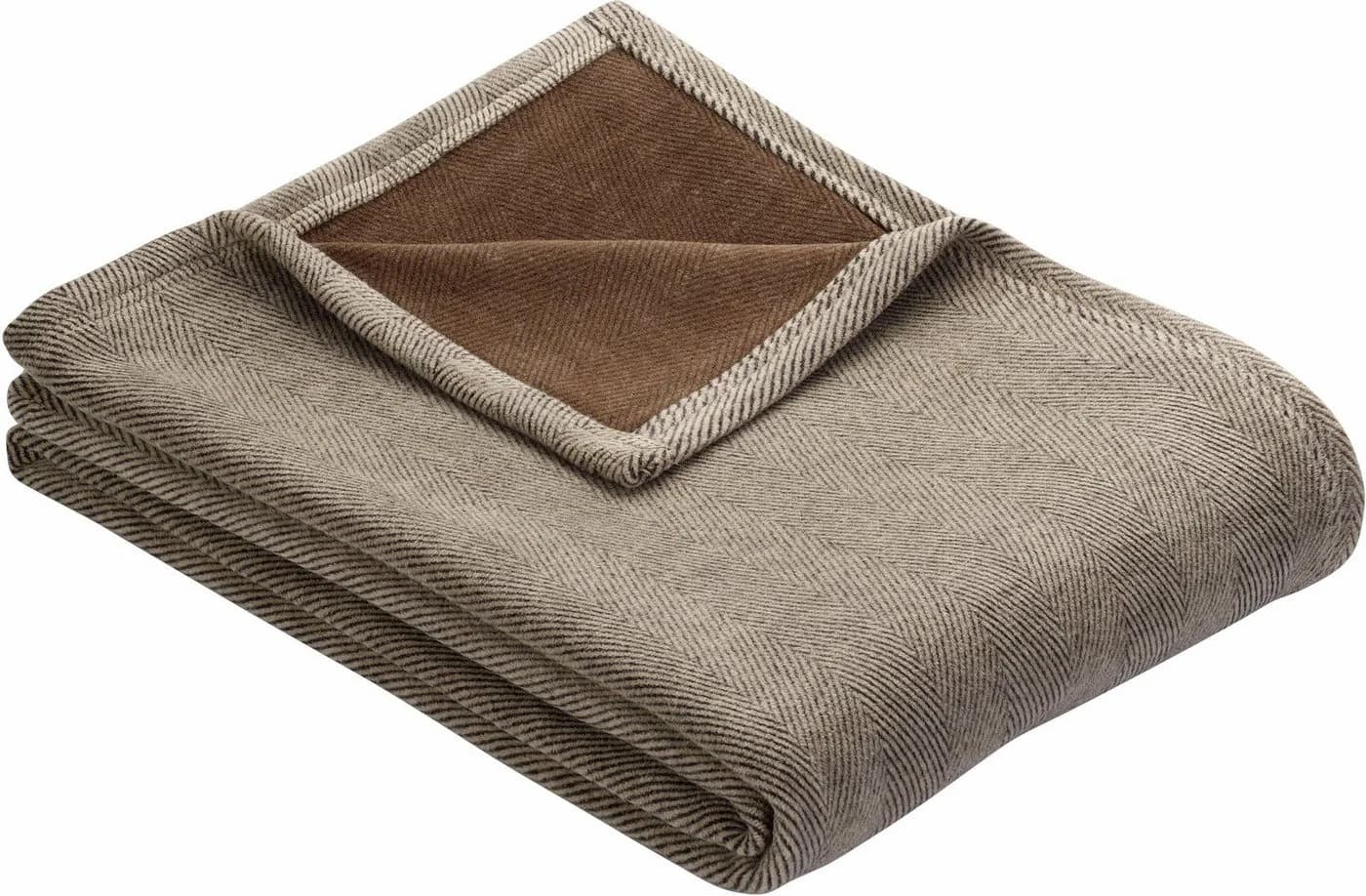 IBENA Wohndecke Kulturgut Grau/Dunkelbraun Wendeoptik Kuscheldecke - Bild 2