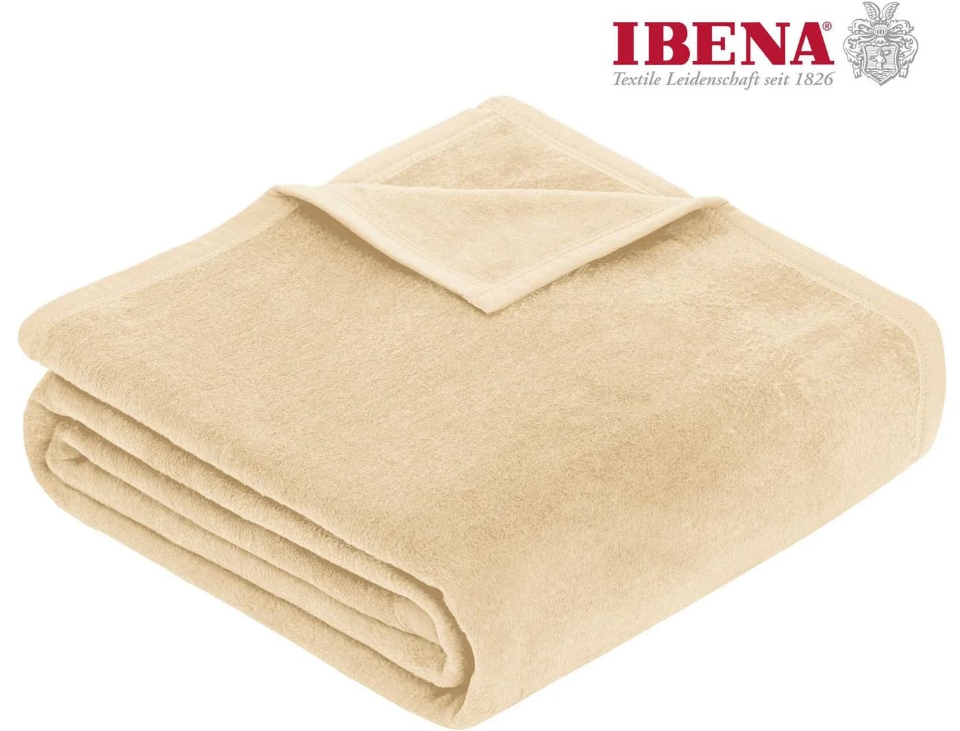 IBENA Wohndecke Luxus Uni Beige Kuscheldecke Premium Made in Europe - Bild 2