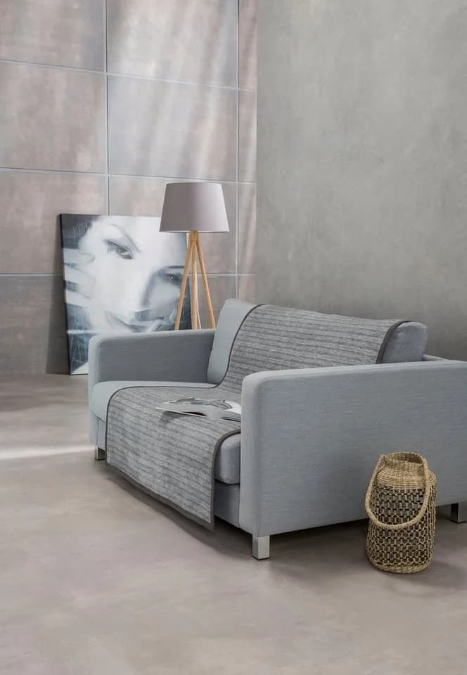 IBENA Sofaschoner Fano Grau Gestreift - Bild 2
