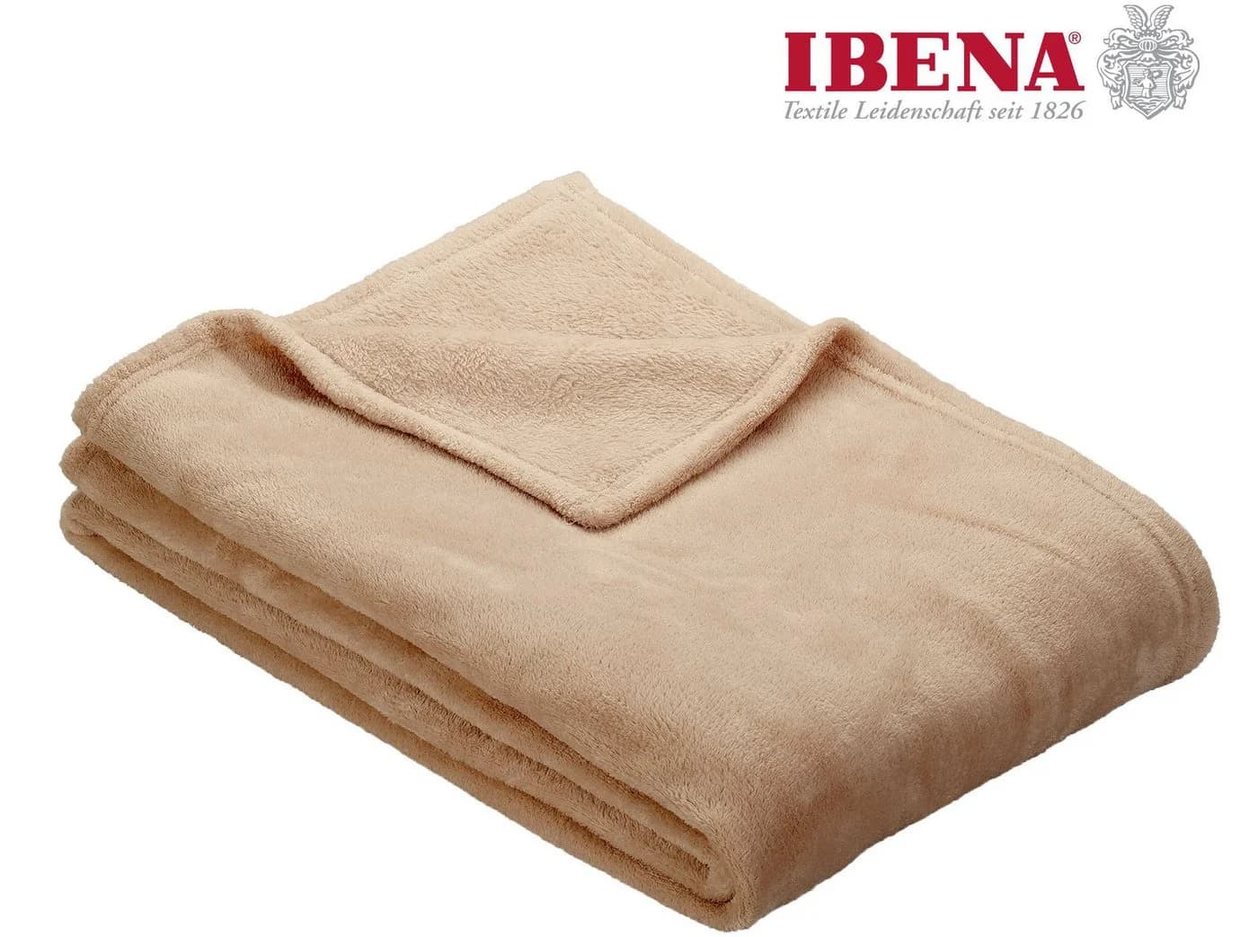 IBENA Wohndecke Olbia Beige Uni Polyester Kuscheldecke - Bild 2