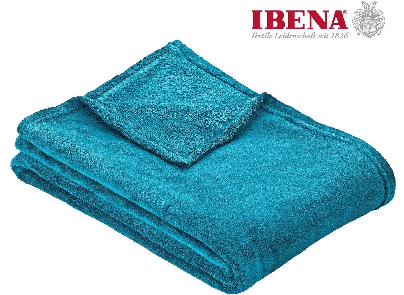 IBENA Uni Fleecedecke Olbia Petrol Kuscheldecke - Bild 2