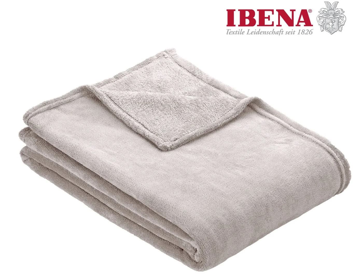 IBENA Wohndecke Uni Fleecedecke Olbia hellgrau Kuscheldecke - Bild 2