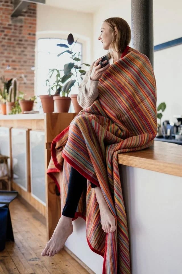 IBENA Jacquard Wohndecke Malang Bunt Gestreift - Bild 5