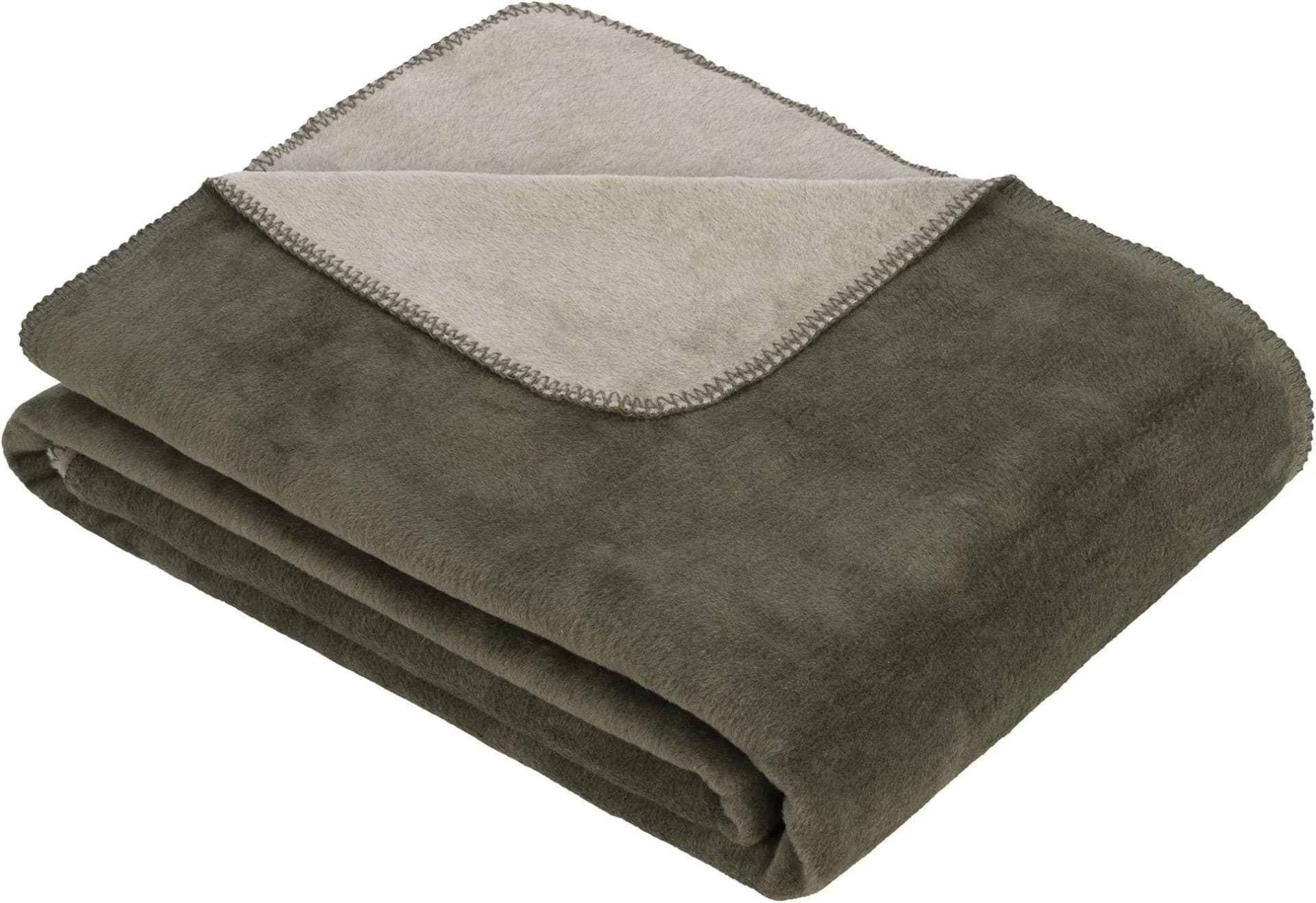 IBENA Wohndecke Doubleface Dublin Khaki/Oliv Baumwolle