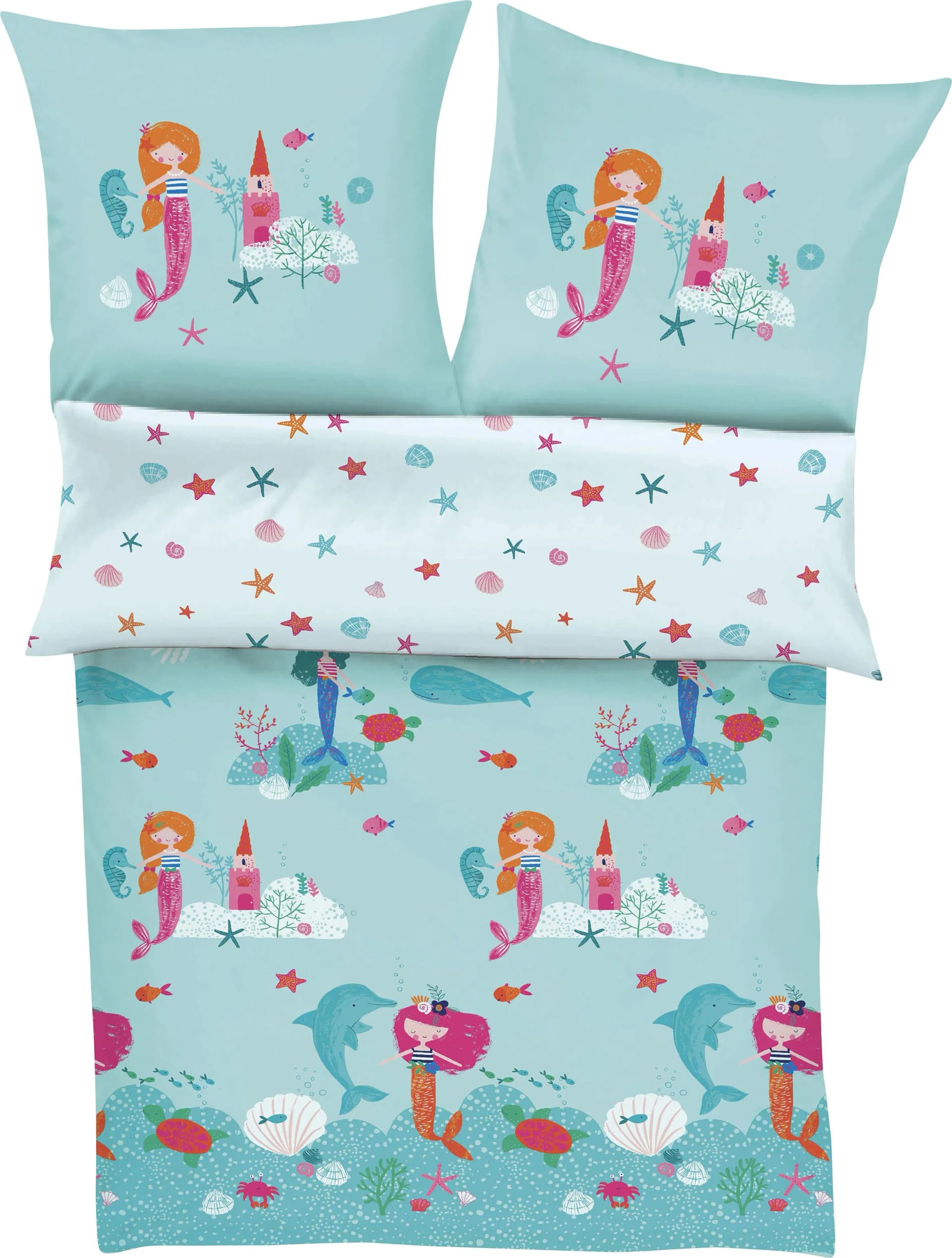 s.Oliver Junior Kinderbettwäsche Meerjungfrau Satin türkis-blau - Bild 5