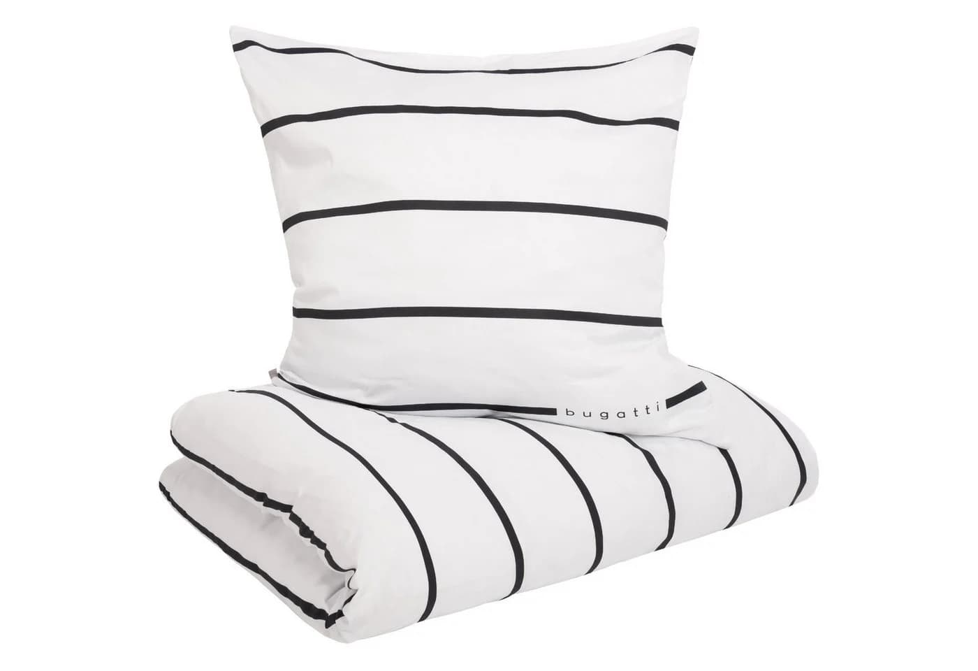 IBENA Bettwäsche Satin BUGATTI Weiß/Schwarz 100% Baumwolle