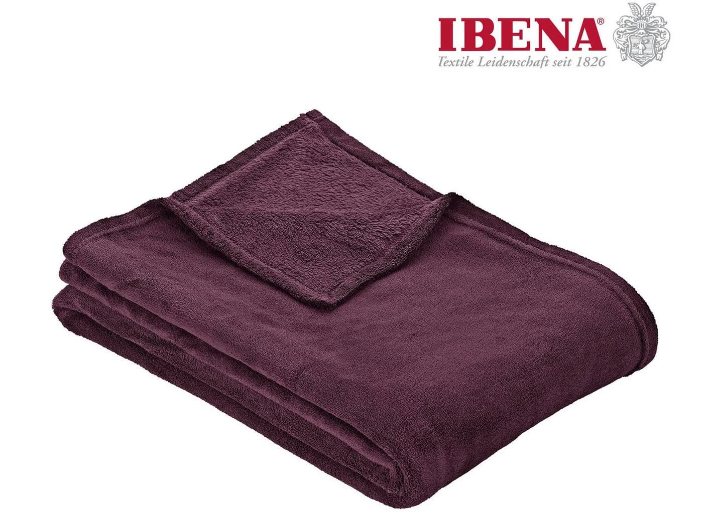 IBENA Uni Fleecedecke Olbia Dunkelviolett Kuscheldecke - Bild 2