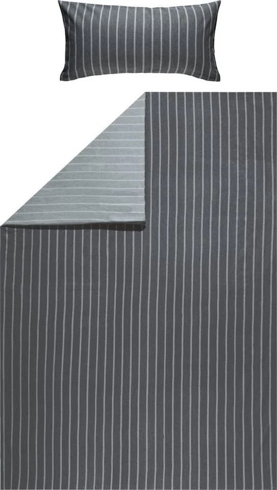LOOKS by Wolfgang Joop Bettwäsche Streifen Anthrazit-Silber Flanell - Bild 2