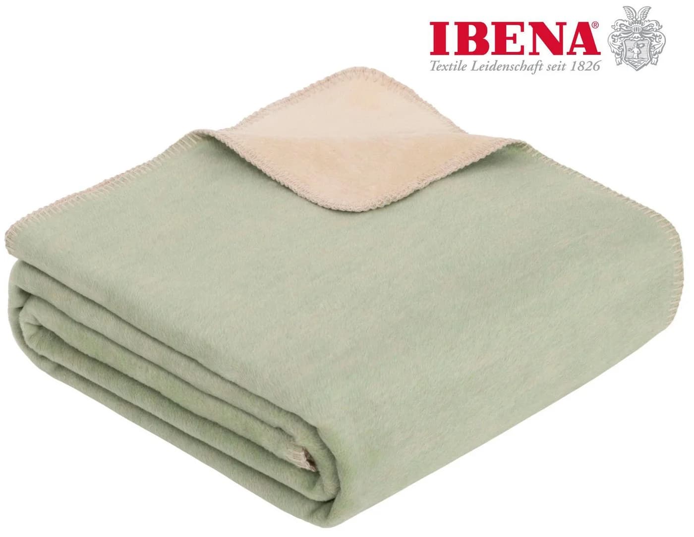 IBENA Wohndecke Dublin Salbei/Natur Wendbare Baumwollmischung - Bild 2