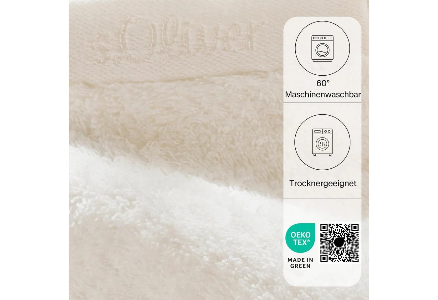 s.Oliver Waschhandschuh Ecru 100% Baumwolle 600 g/m² - Bild 4
