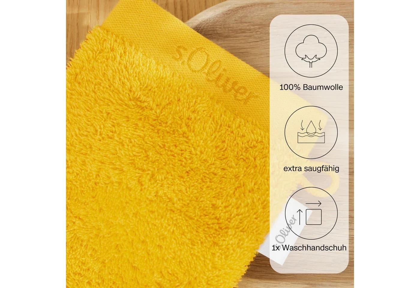 s.Oliver Waschhandschuh Gelb 100% Baumwolle Premium Qualität - Bild 3