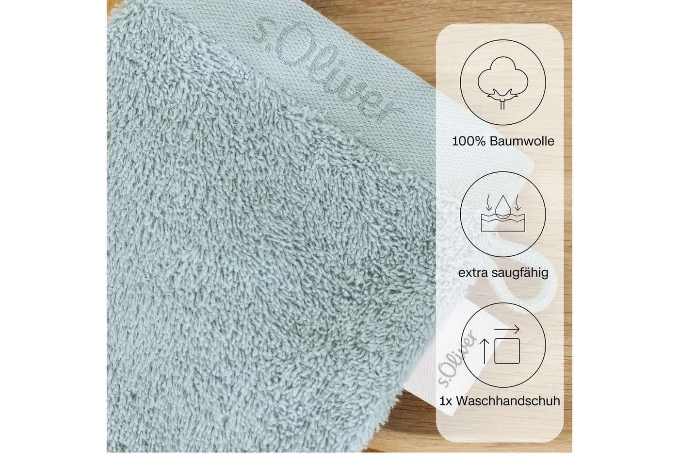 s.Oliver Waschhandschuh Hellblau 100% Baumwolle Premium Qualität - Bild 3