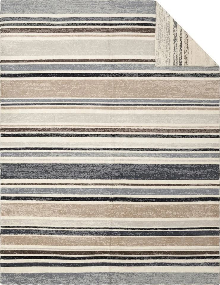 Ibena Kumba Streifendecke 150x200cm Baumwolle Beige Grau - Bild 2
