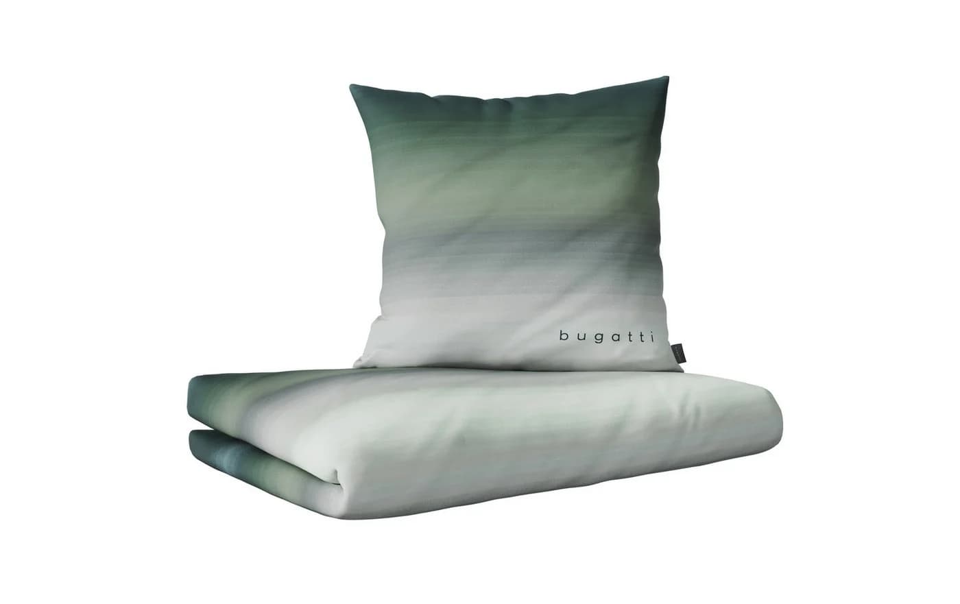 IBENA Bettwäsche BUGATTI Satin 135x200 cm Grün Grau