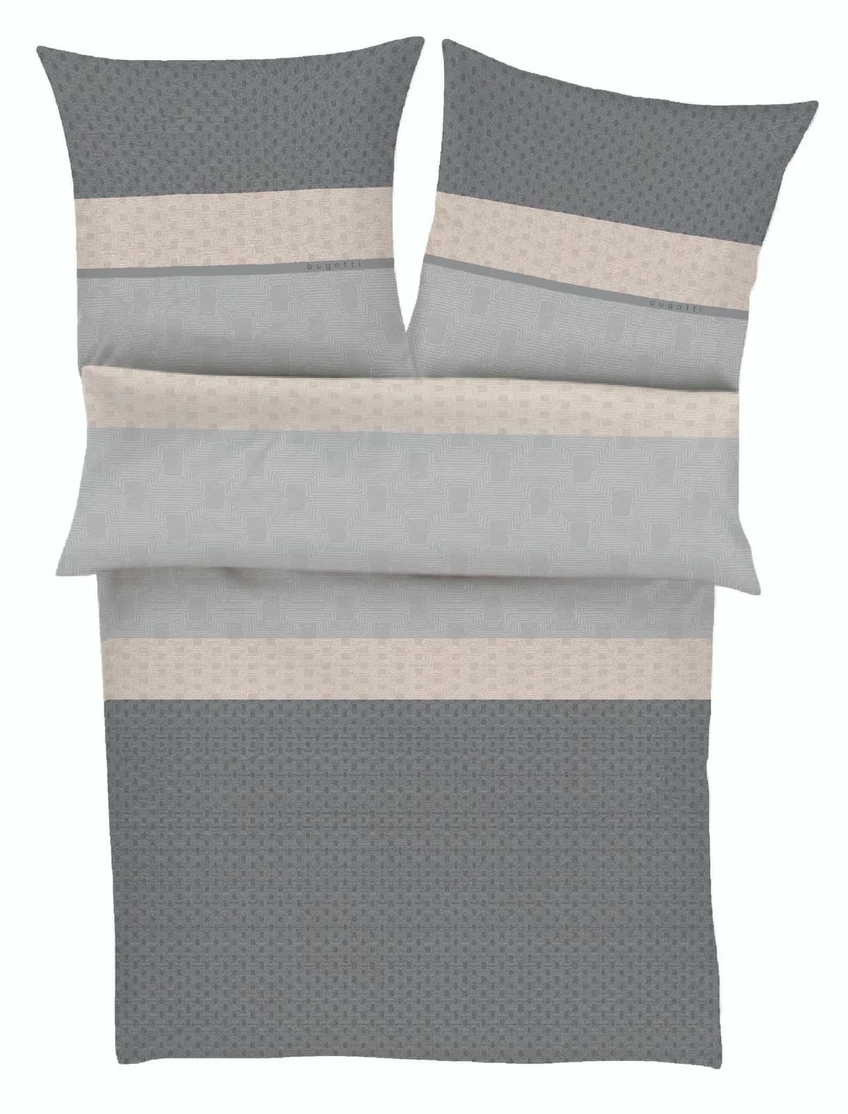 Bettwäsche Satin BUGATTI 100% Baumwolle Grau/Natur