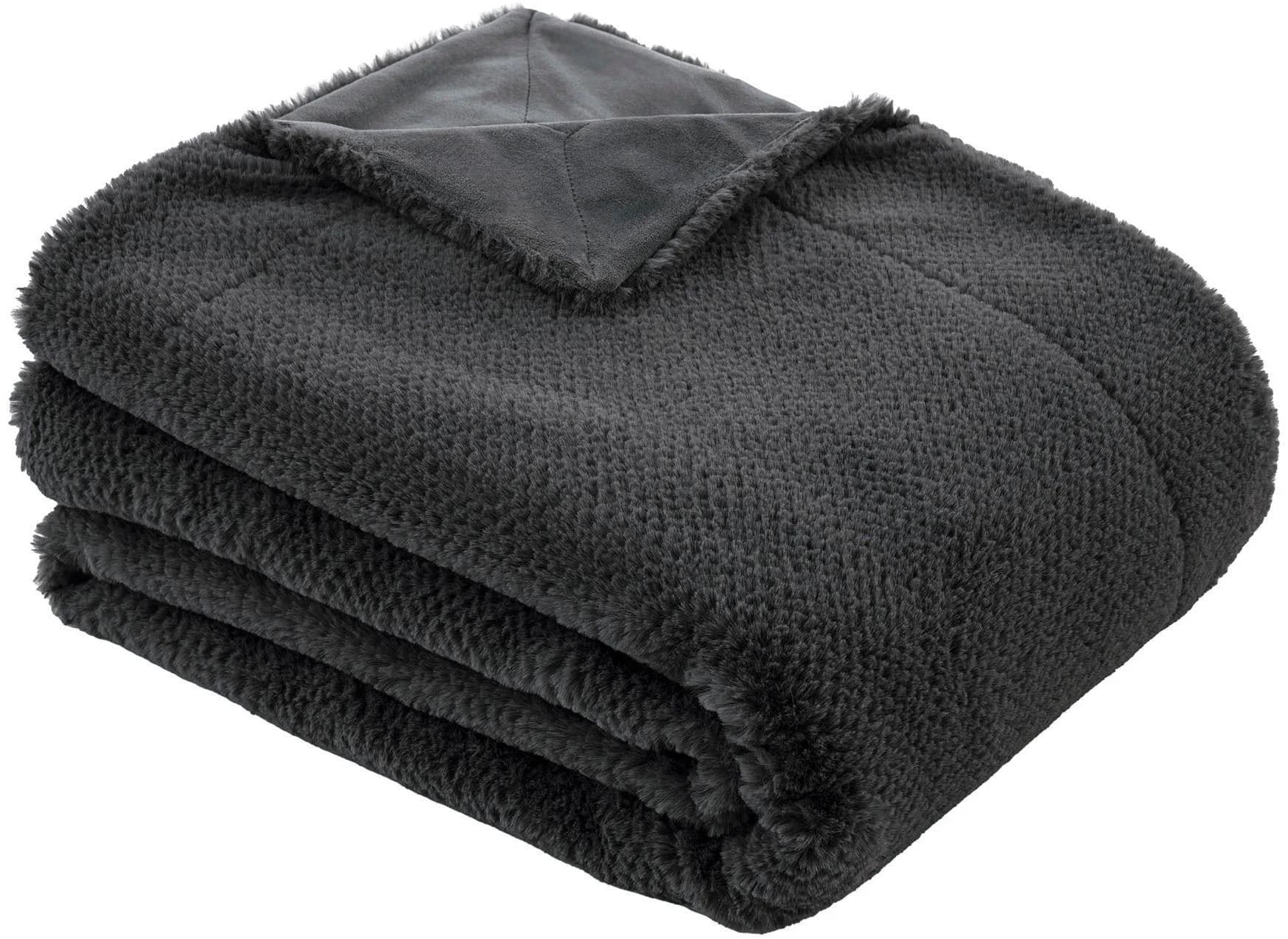 BUGATTI Wohndecke Felloptik Anthrazit 150x200 cm Polyester