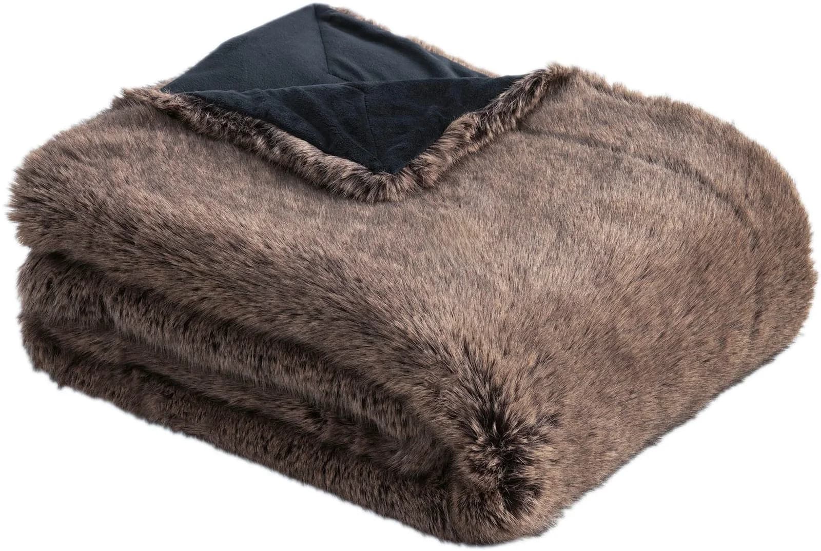 BUGATTI Wohndecke Felloptik Braun 150x200cm Polyester