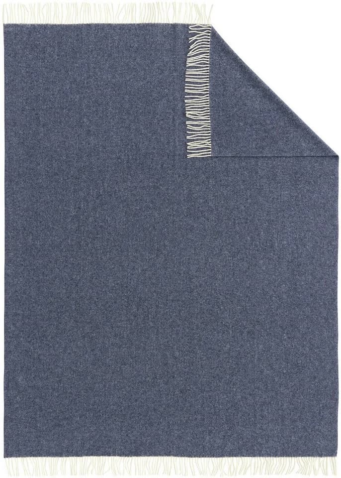 Bugatti Plaid Merinowolle & Cashmere Kuscheldecke Blau