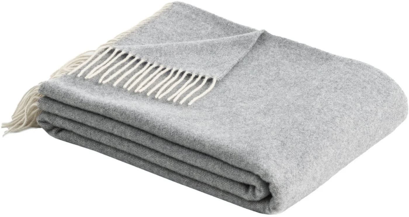 Bugatti Plaid Merinowolle & Cashmere Grau Luxus-Kuscheldecke - Bild 2