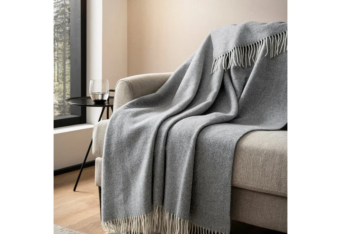 Bugatti Plaid Merinowolle & Cashmere Grau Luxus-Kuscheldecke - Bild 3