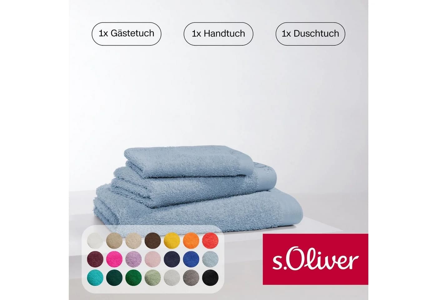 s.Oliver Handtuch Set 3-tlg. Hellblau 100% Baumwolle 600g/m² - Bild 2