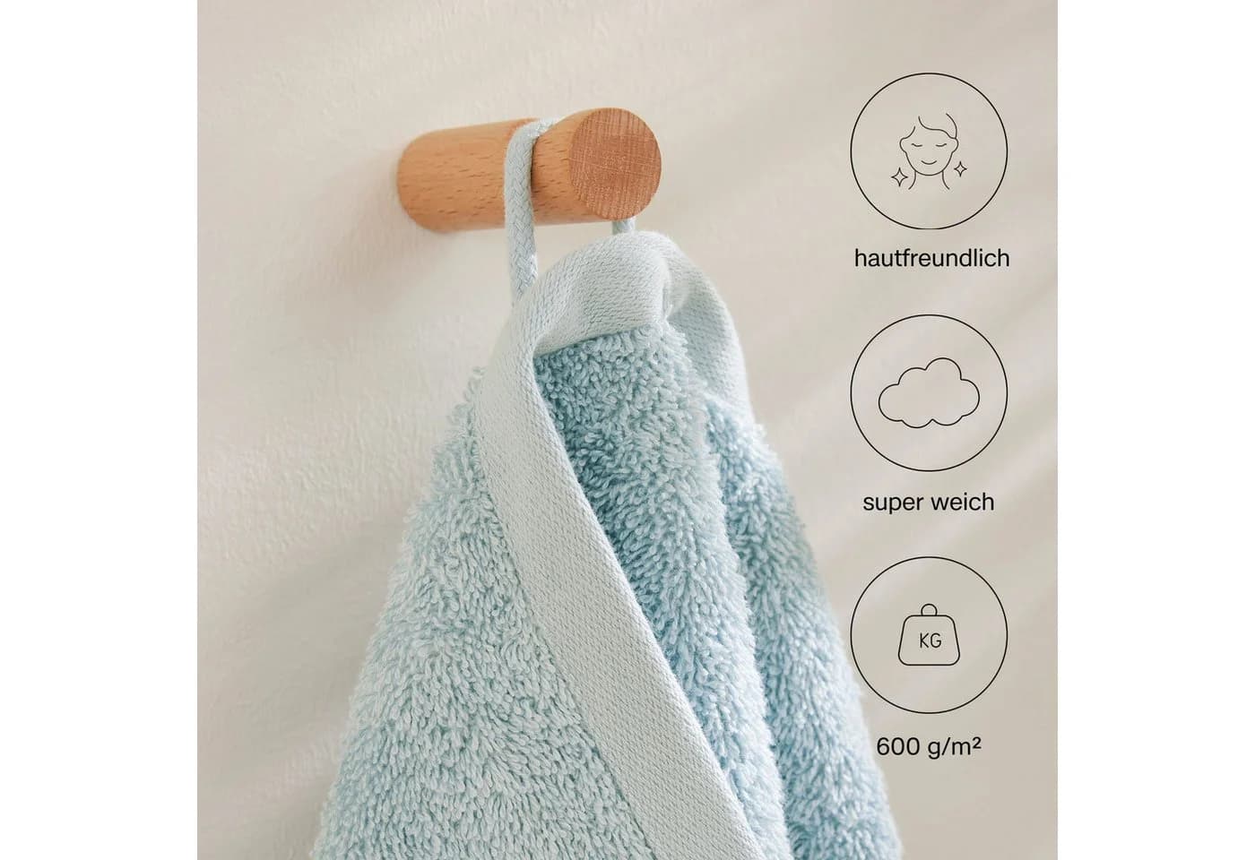 s.Oliver Handtuch Set 3-tlg. Hellblau 100% Baumwolle 600g/m² - Bild 3