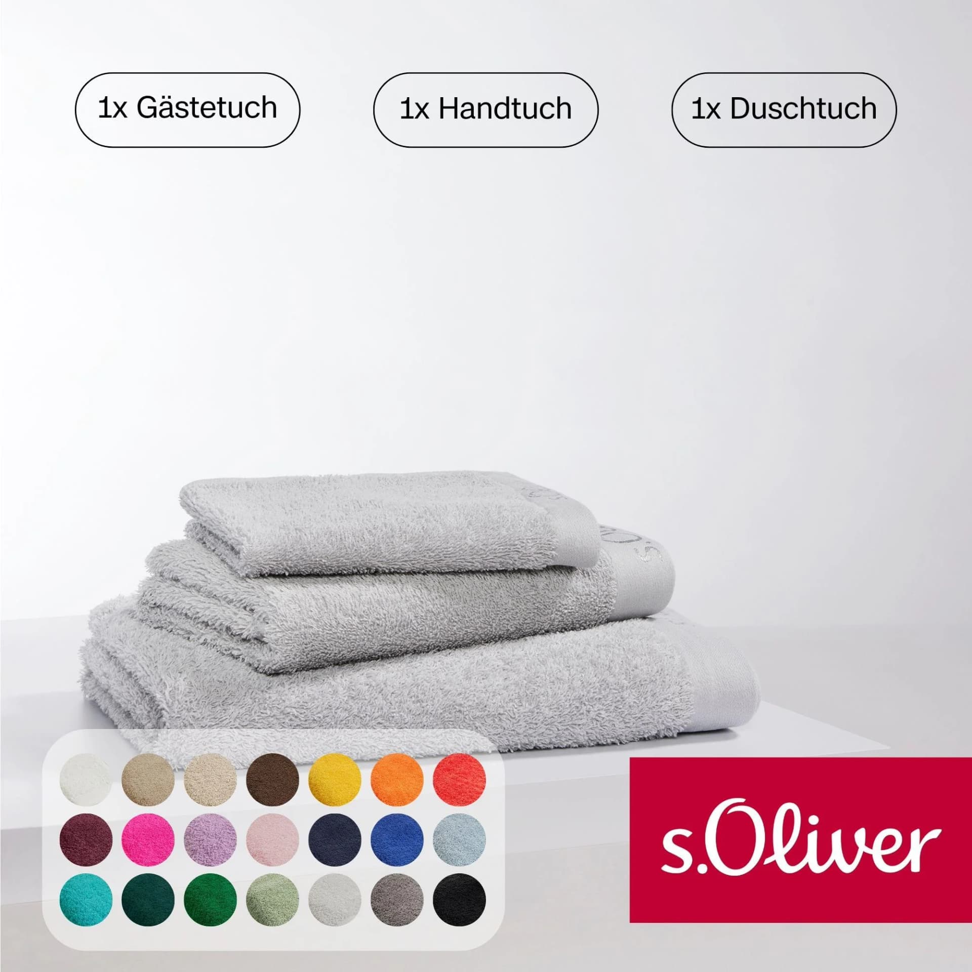 s.Oliver Handtuch Set 3-tlg. Hellgrau 100% Baumwolle