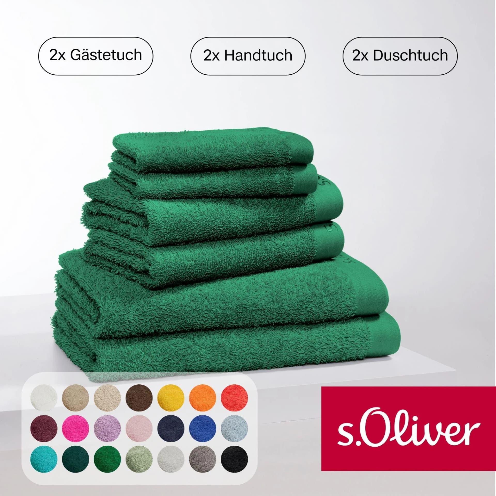 s.Oliver Handtuch-Set 6-tlg. Grün 600 g/m² Baumwolle