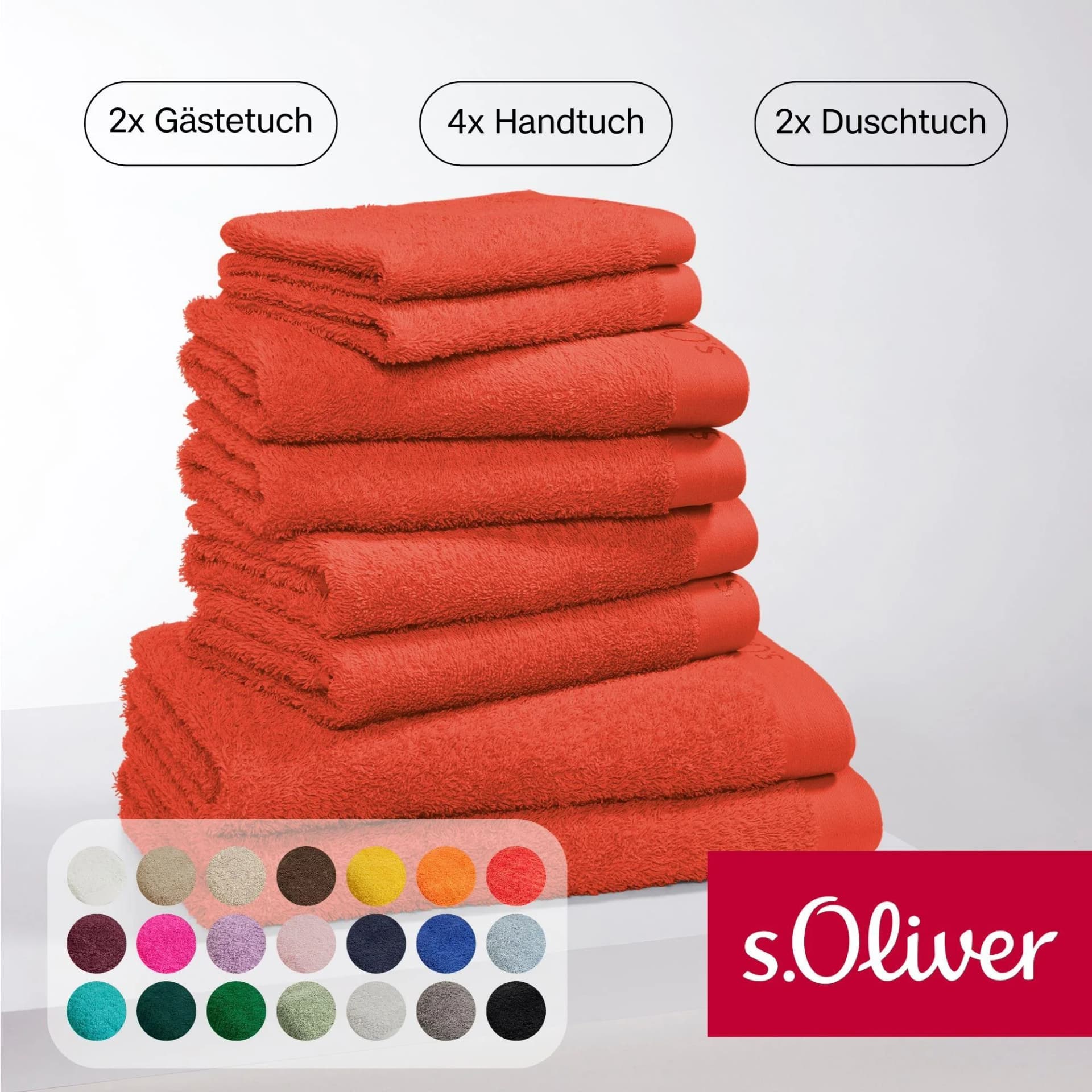 s.Oliver Handtuch Set 8-tlg. Rot 100% Baumwolle Premium Qualität