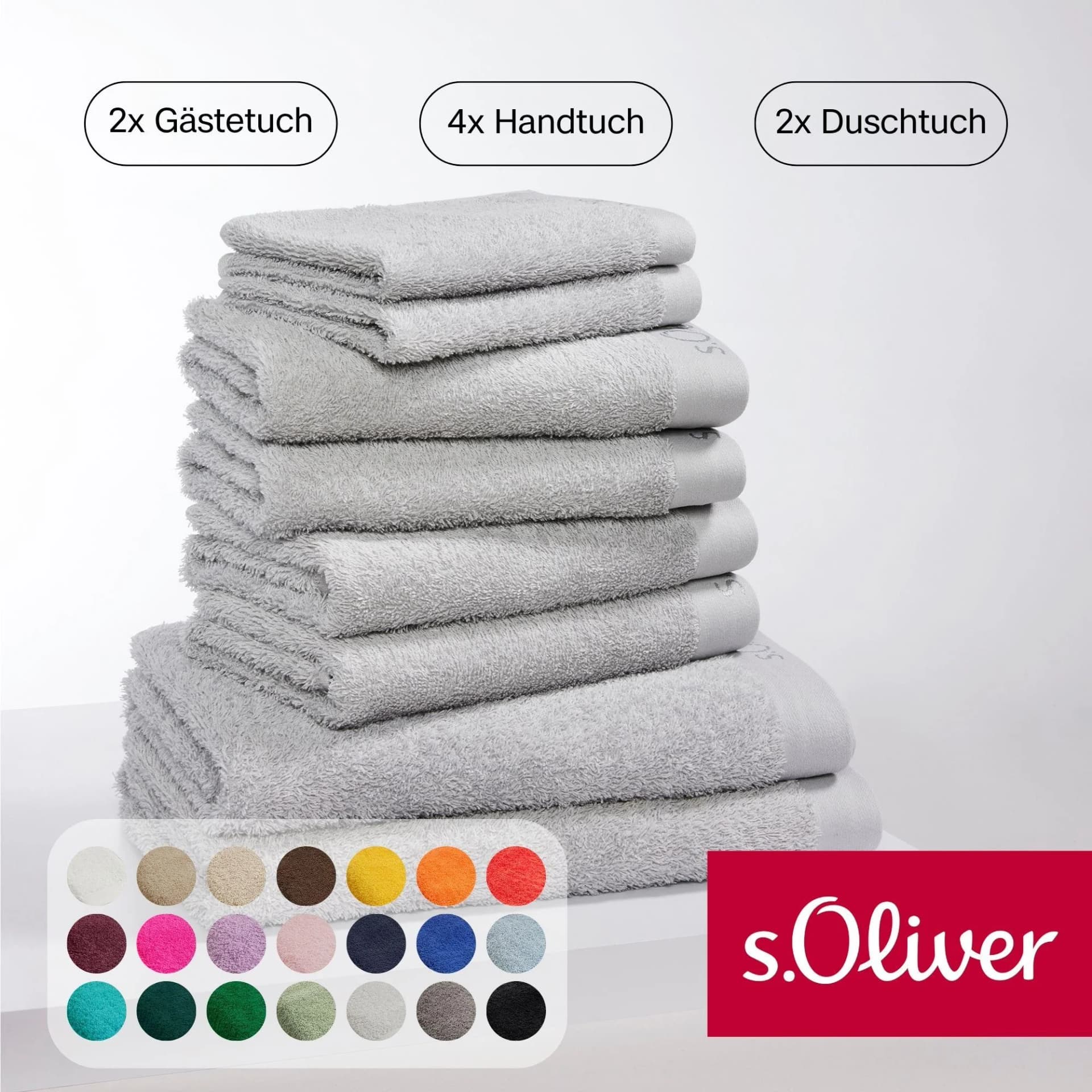 s.Oliver Handtuch Set 8-tlg. Grau 100% Baumwolle Premium Qualität