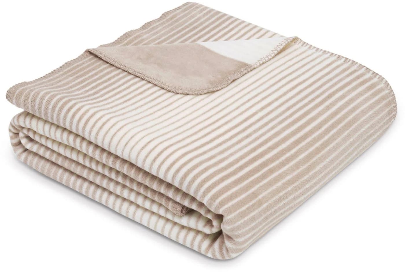 IBENA Wohndecke Glasgow Beige Jacquard mit Streifen - Bild 2