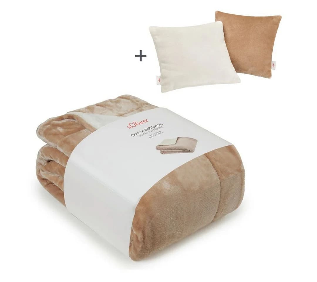 s.Oliver Doublesoft Kuscheldecke Beige/Wollweiß 150x200 cm - Bild 2