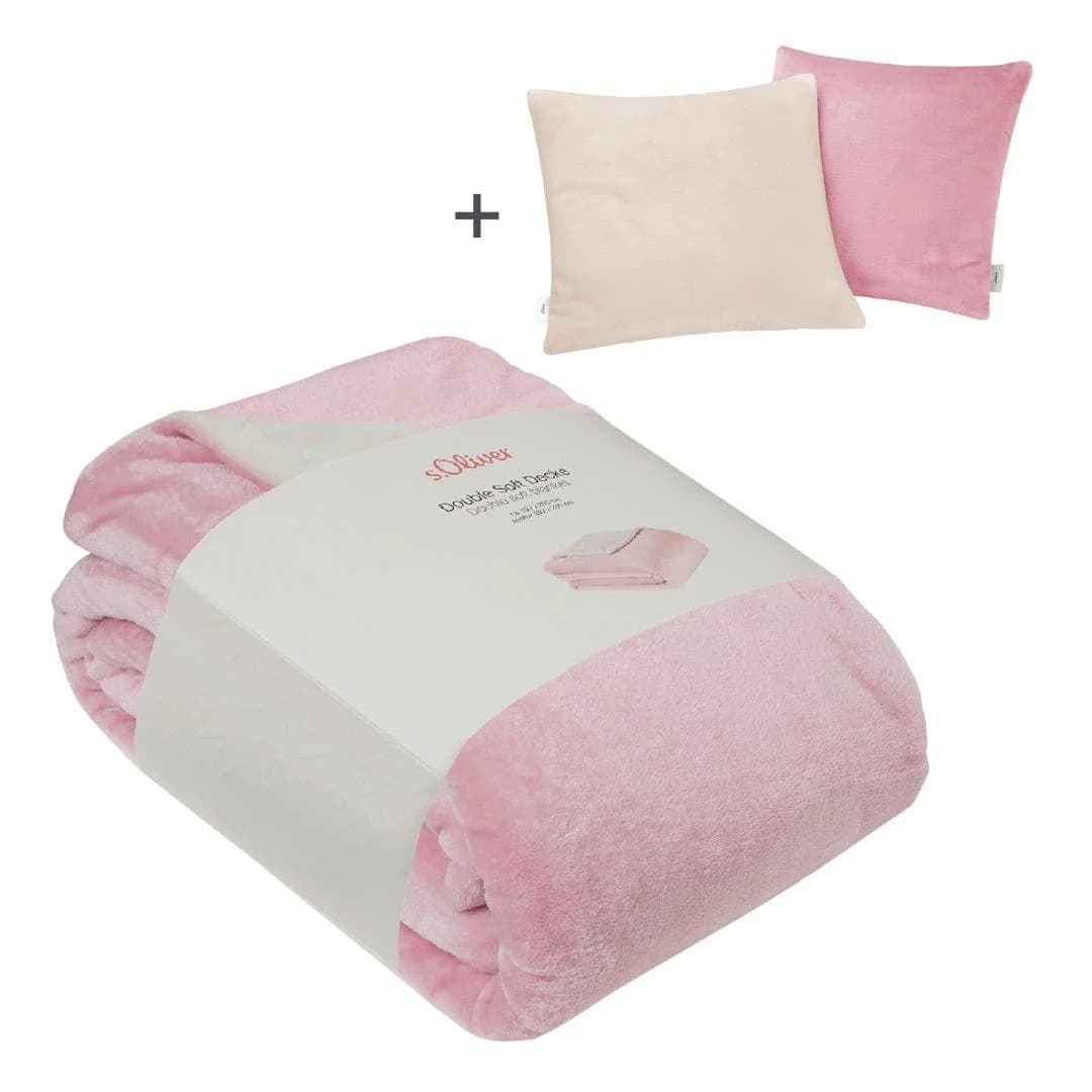 s.Oliver doublesoft Kuscheldecke Rosa/Weiß 150x200 cm - Bild 4