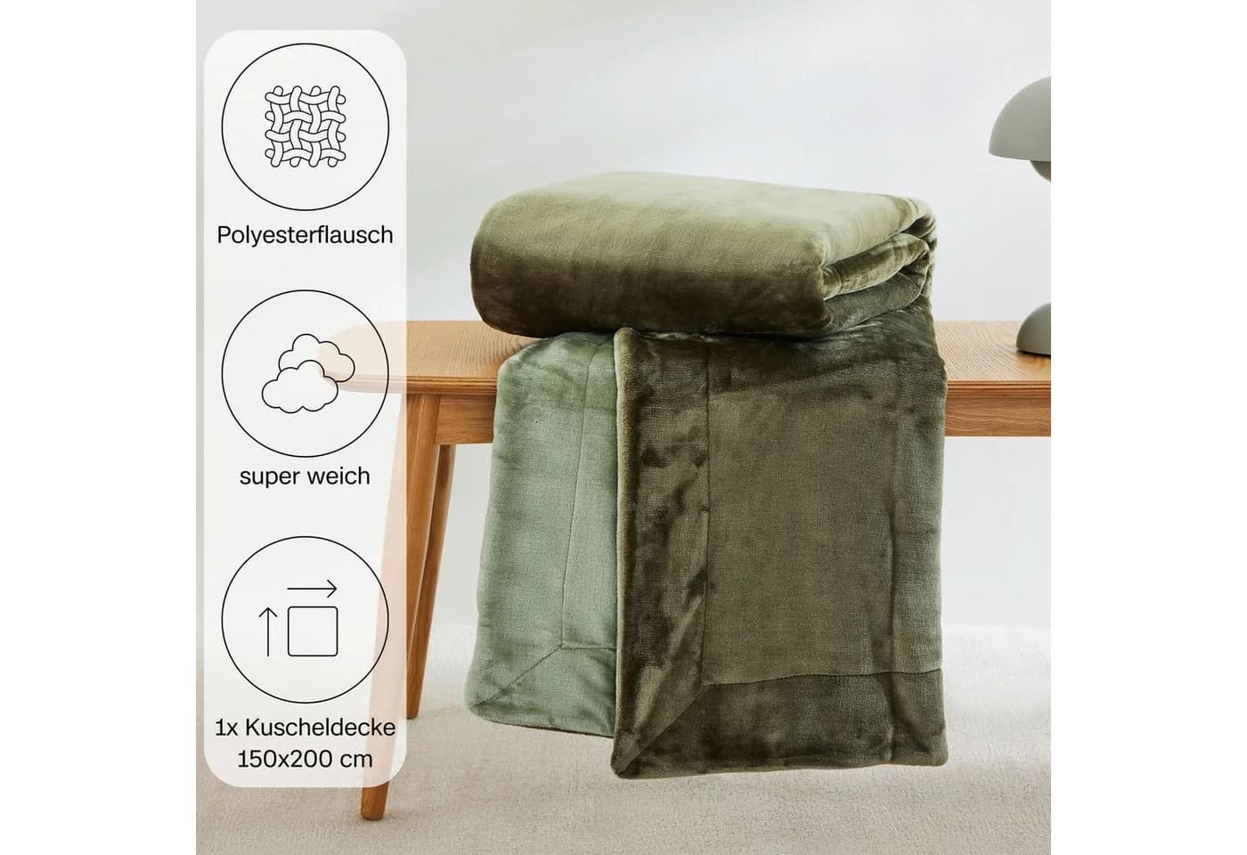 s.Oliver Doublesoft Kuscheldecke Grün 150x200 cm