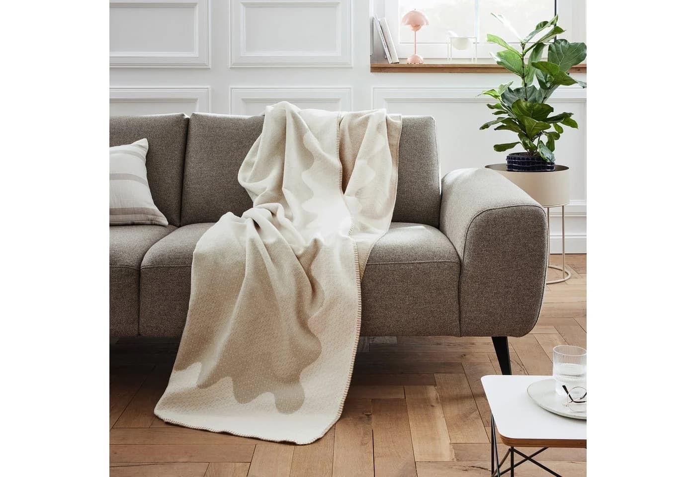 Wohndecke IBENA Lucerne Beige Baumwolle 140x200cm GOTS - Bild 3