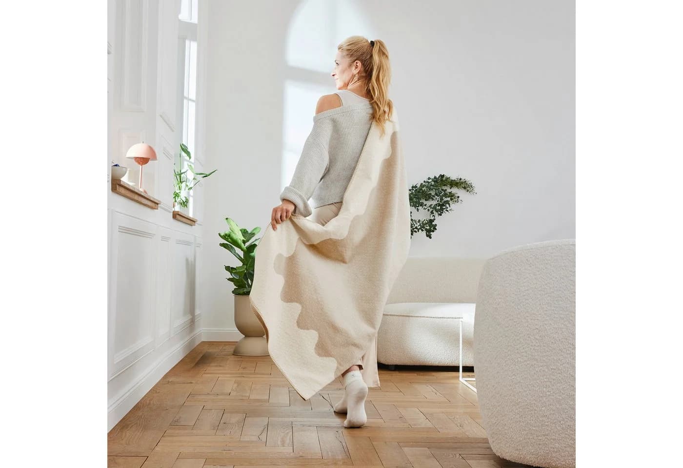 Wohndecke IBENA Lucerne Beige Baumwolle 140x200cm GOTS - Bild 5