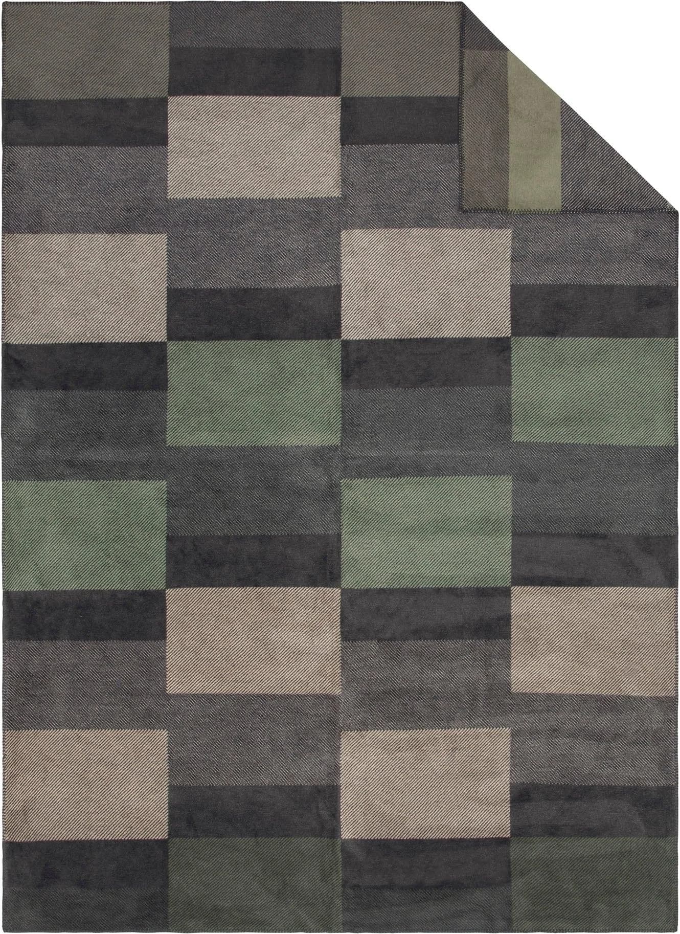 Wohndecke IBENA Madeira Grün Anthrazit 150x200cm Baumwolle Polyacryl Polyester