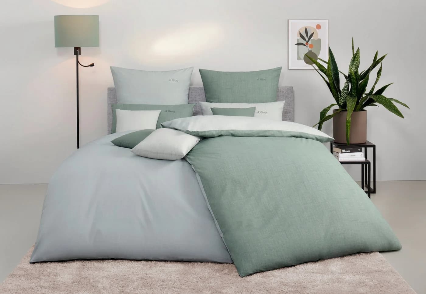 Wendebettwäsche aus 100% Baumwolle, Flanell, Grün, Modern, Uni - Bild 2