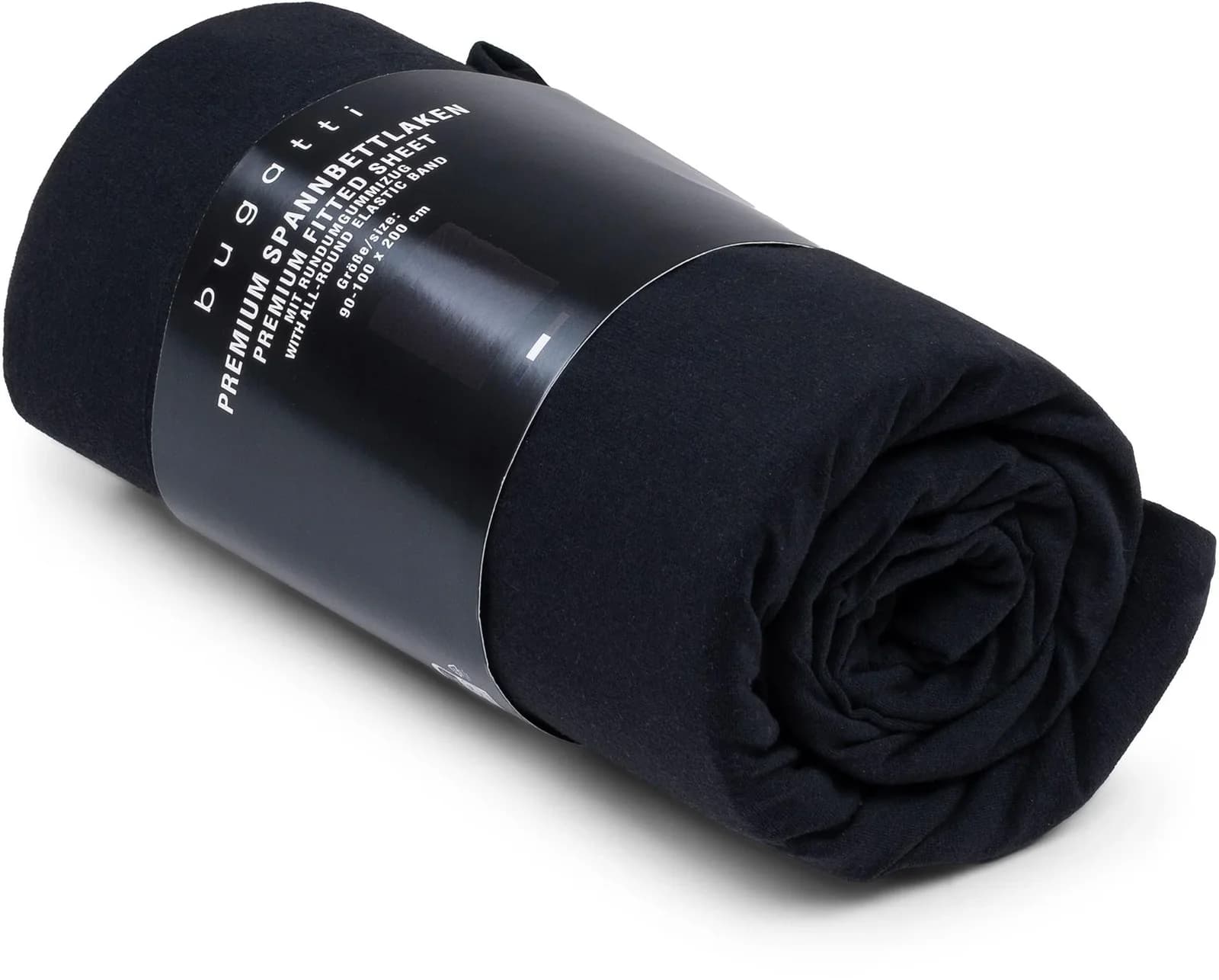 Bugatti Spannbettlaken Premium 160x200 cm Baumwolle-Elasthan Schwarz